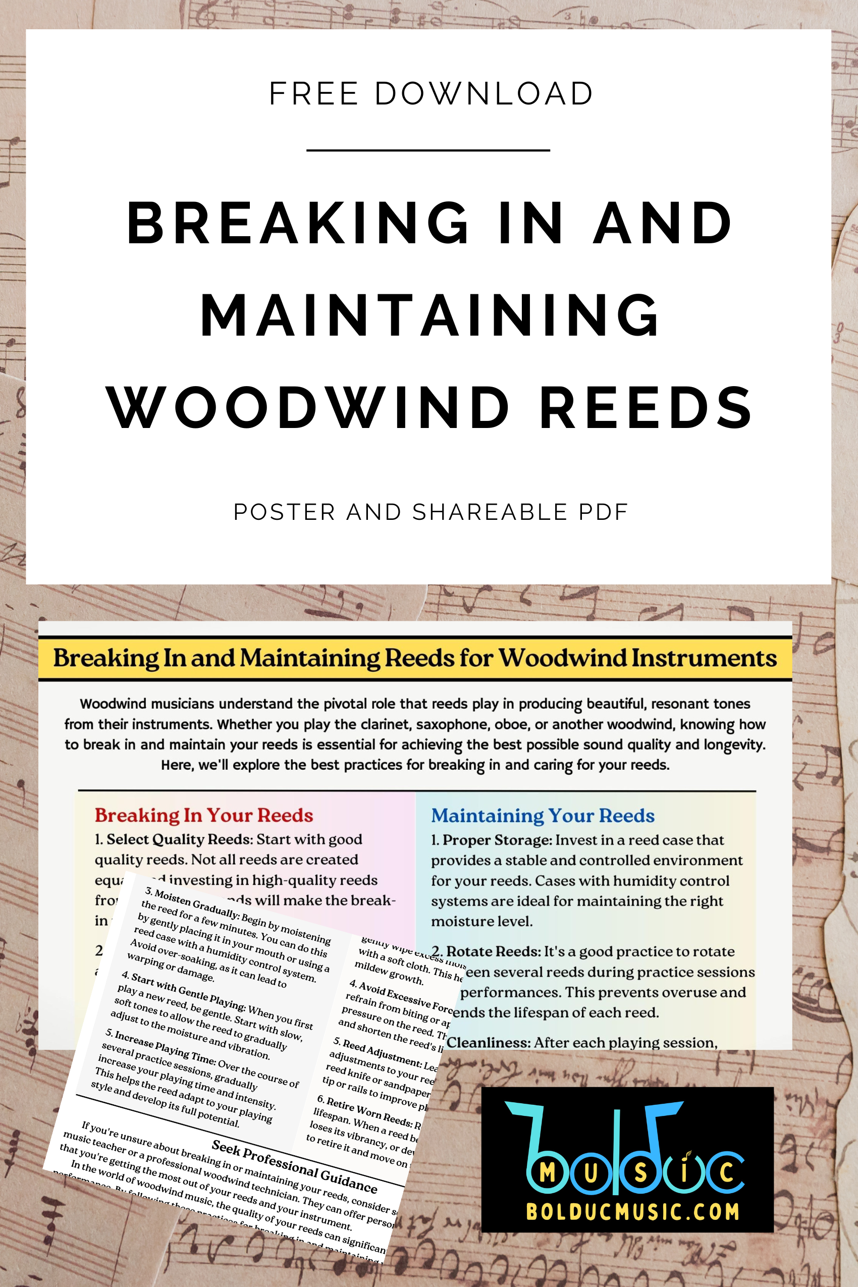 Reed care and maintenance poster