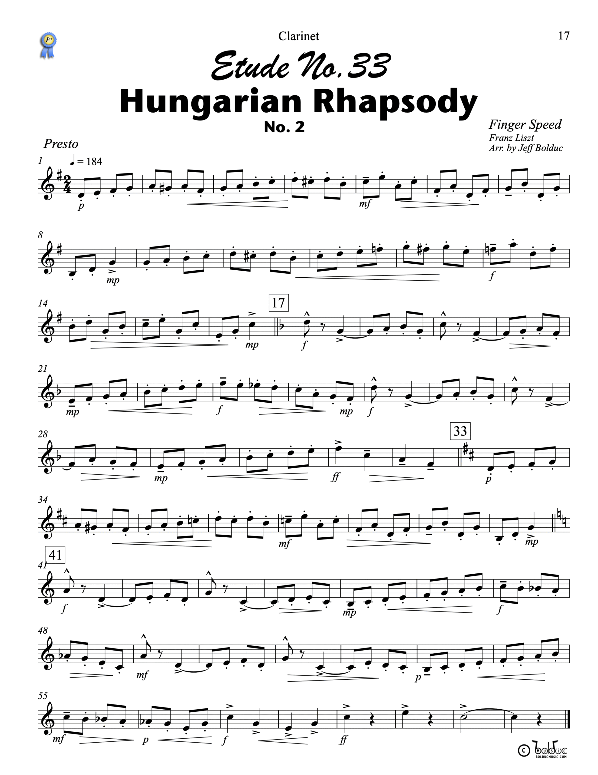 Etudes Clarinet page 17