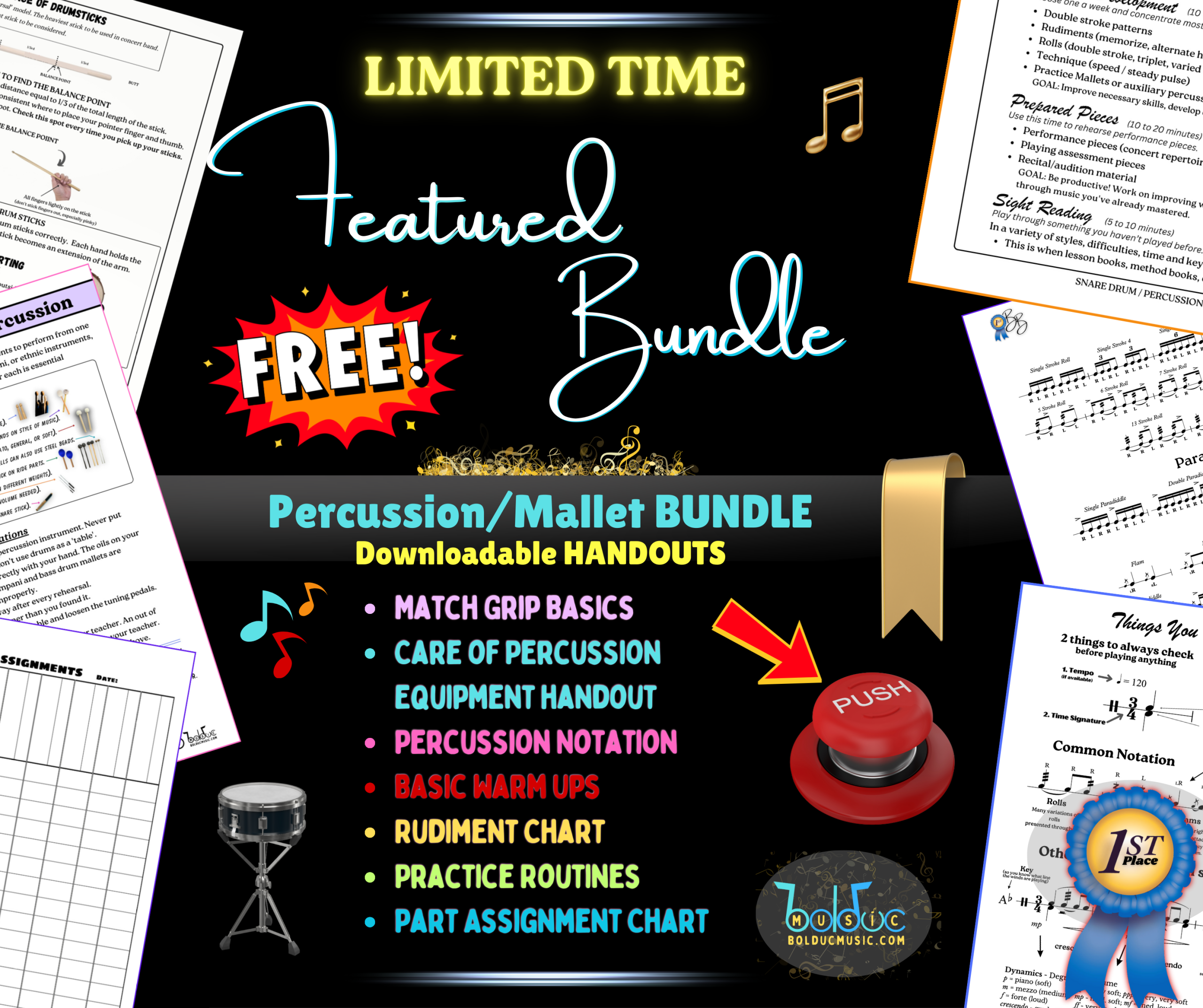 Graphic for the free percussion bundle