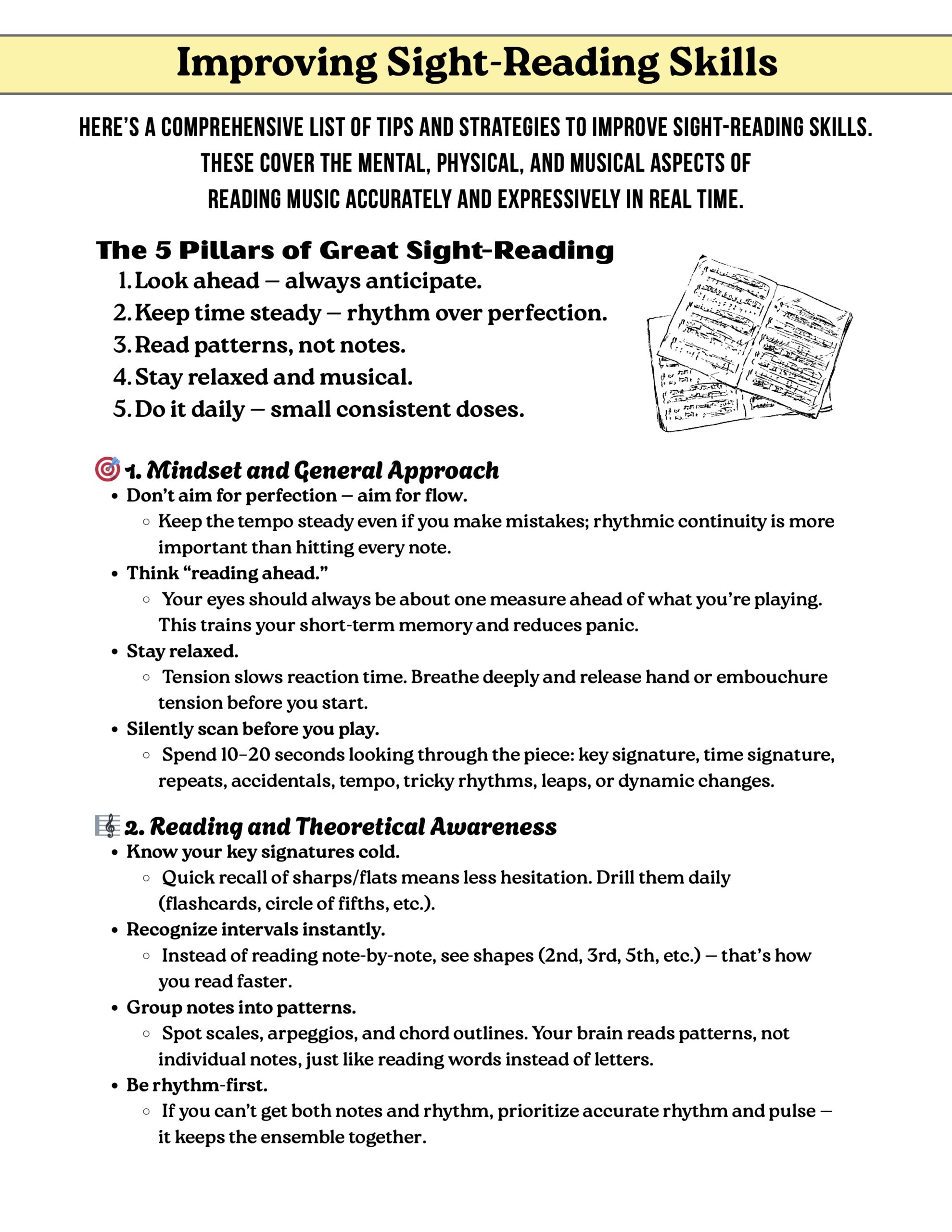 First page of sight reading tips
