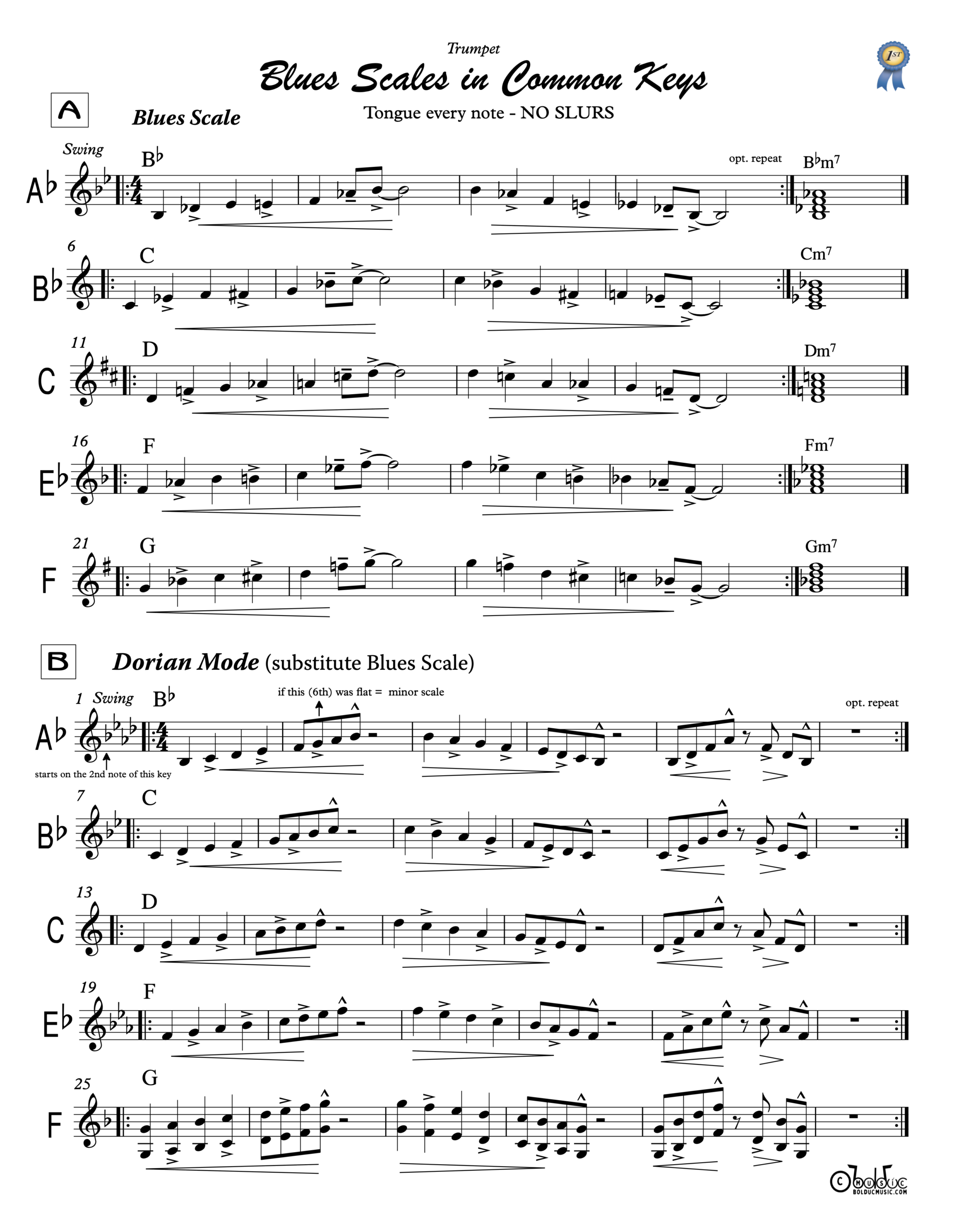 Blues Scales Trumpet Sheet